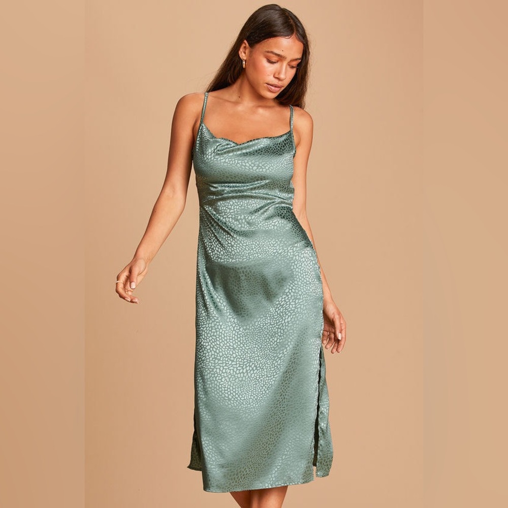 Sleeveless Satin Sage Dress